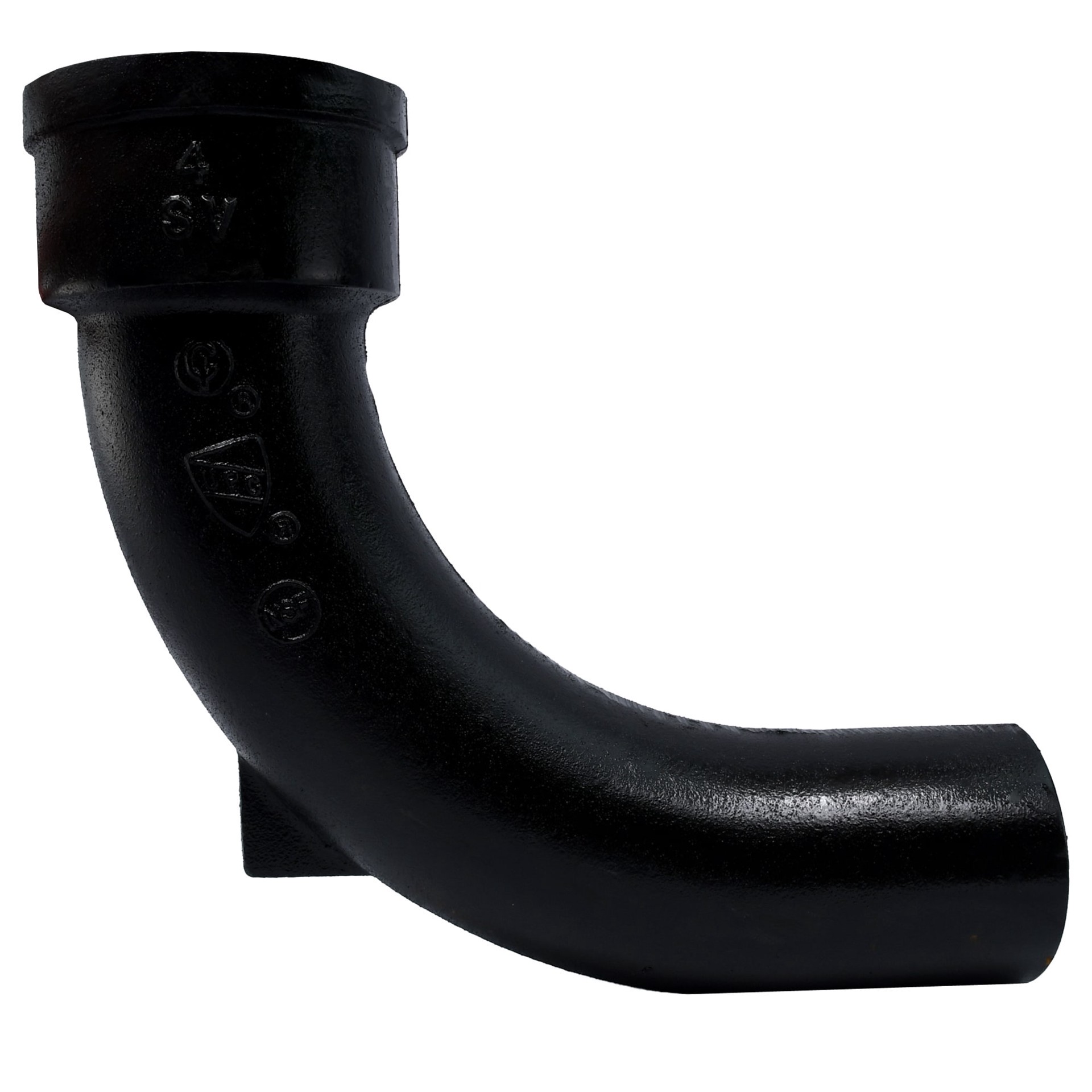 slide 4 of 6, Charlotte Pipe 4-in x 4-in Black Cast Iron Long Sweep Service Pipe/Fitting for DWV Applications, ASTM A74 Approved, NSF Safety Listed, 1 ct