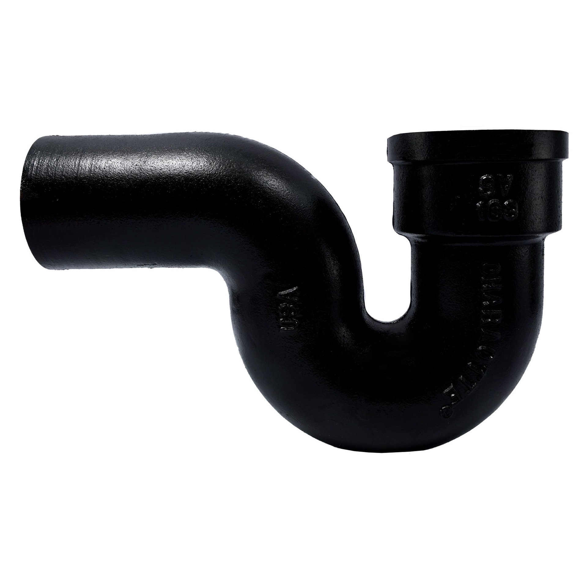 slide 5 of 6, Charlotte Pipe 2-in Black Cast Iron P-Trap Pipe/Fitting for DWV Applications, NSF Safety Listed, ASTM A74 Approved, 1 ct