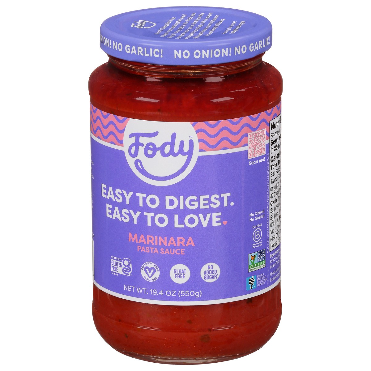 slide 8 of 9, Fody Marinara Sensitive Pasta Sauce 19.4 oz, 19.4 oz