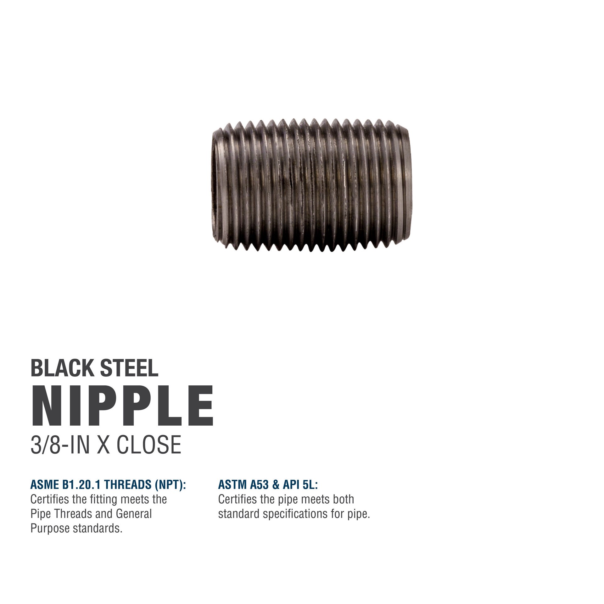 slide 5 of 6, RELIABILT 3/8-in x Close Black Nipple, 1 ct