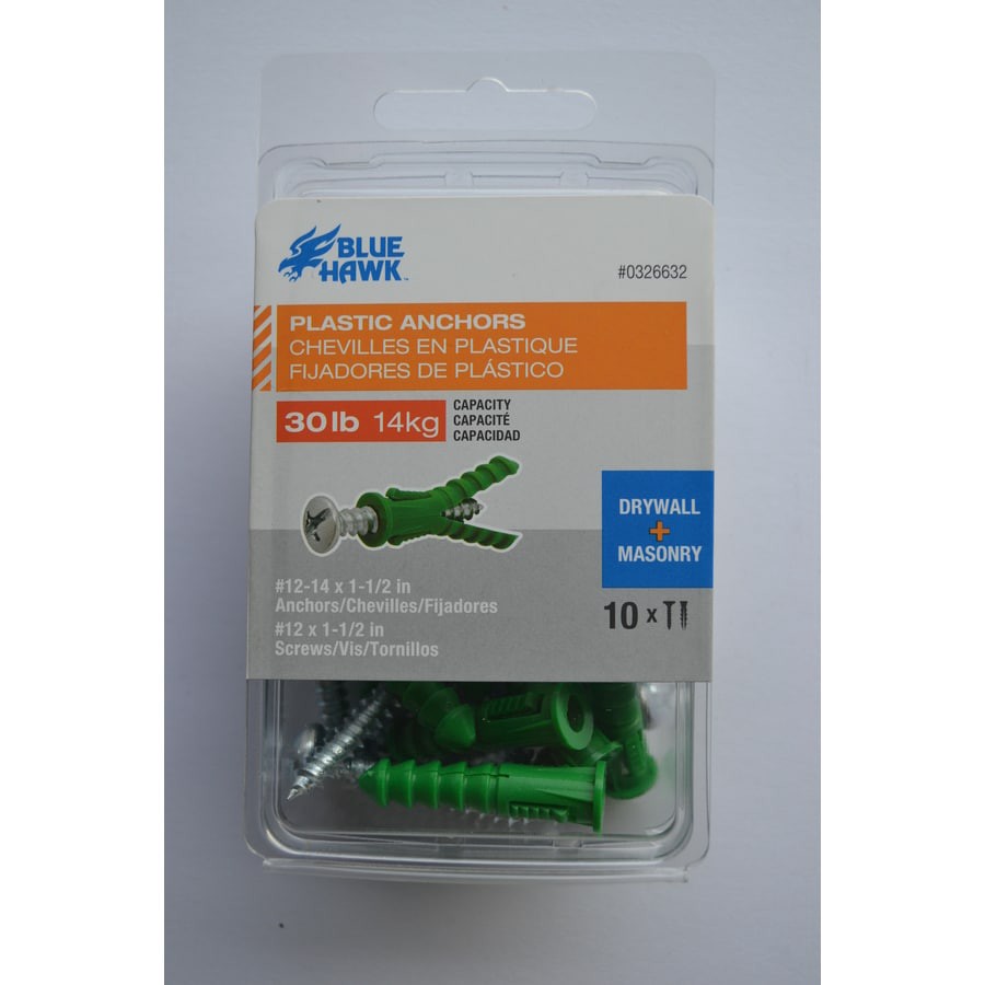 slide 3 of 3, Blue Hawk 30-lb 5/16-in x 1-1/2-in Concrete Anchors (10-Pack), 1 ct