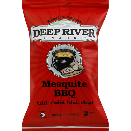 slide 1 of 1, Deep River Snacks Mesquite BBQ Kettle Cooked Potato Chips, 2 oz