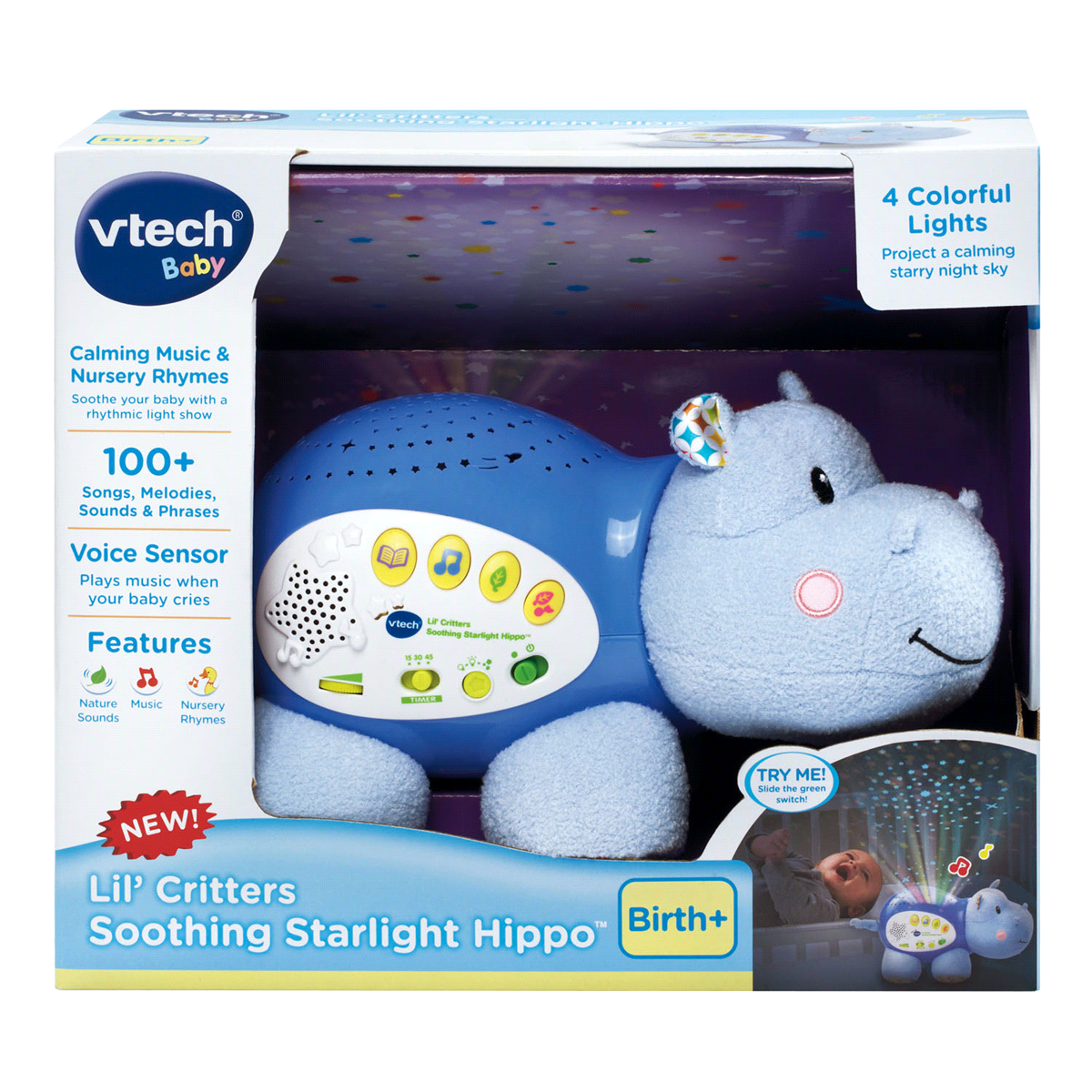 slide 3 of 3, VTech Lil' Critters Soothing Starlight Hippo, 1 ct