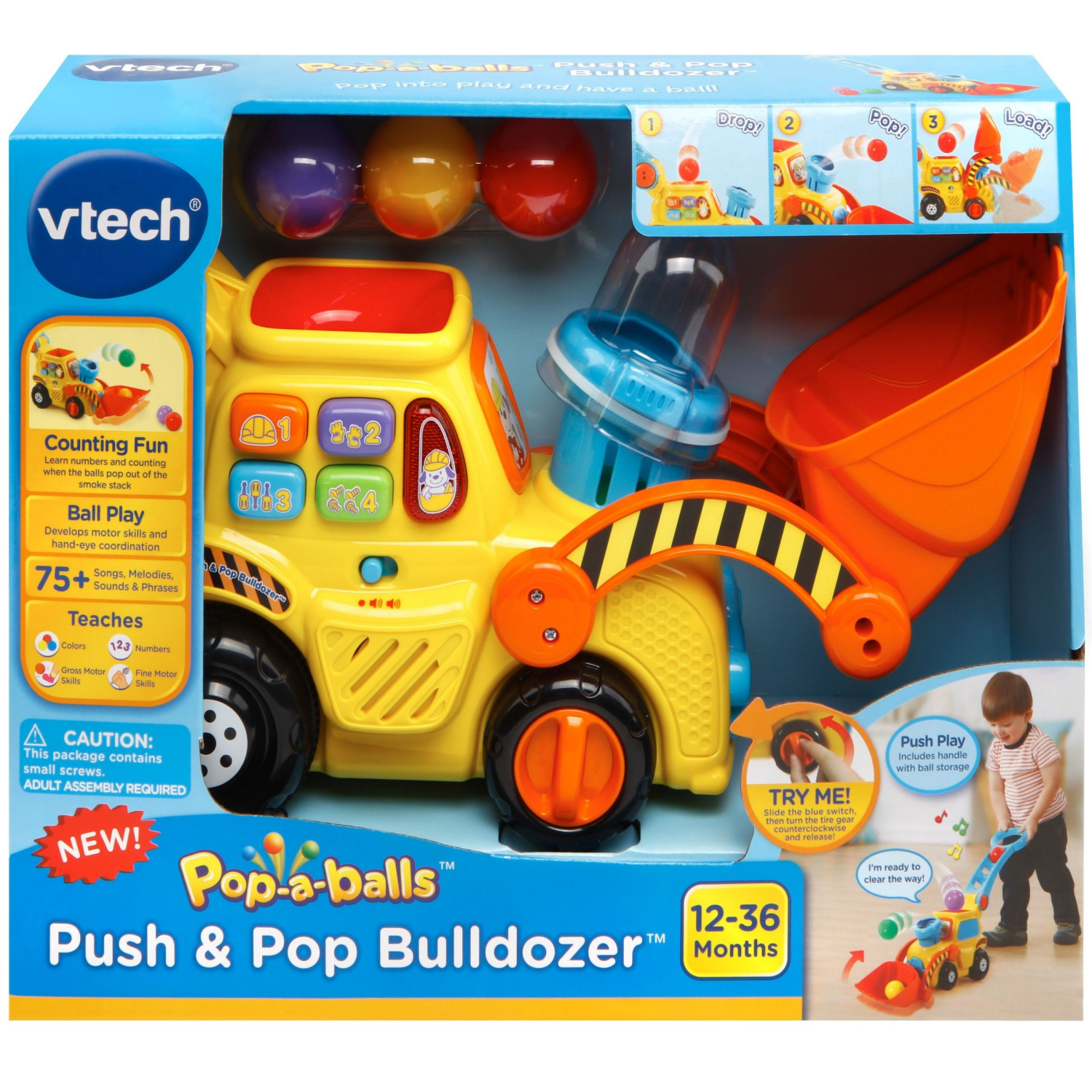 slide 4 of 4, VTech Pop-a-Balls Push & Pop Bulldozer, 1 ct