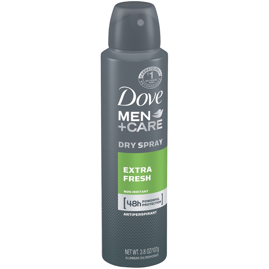 slide 2 of 4, Dove Men + Care Extra Fresh Dry Spray Antiperspirant, 3.8 oz