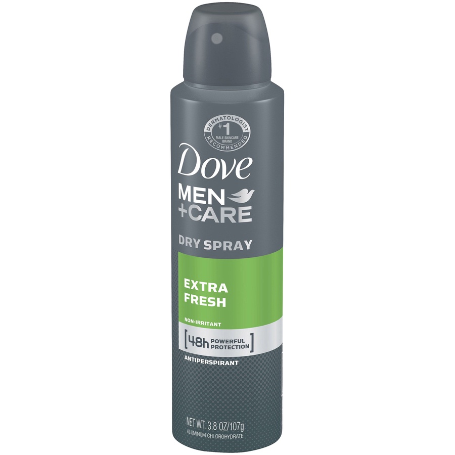 slide 3 of 4, Dove Men + Care Extra Fresh Dry Spray Antiperspirant, 3.8 oz