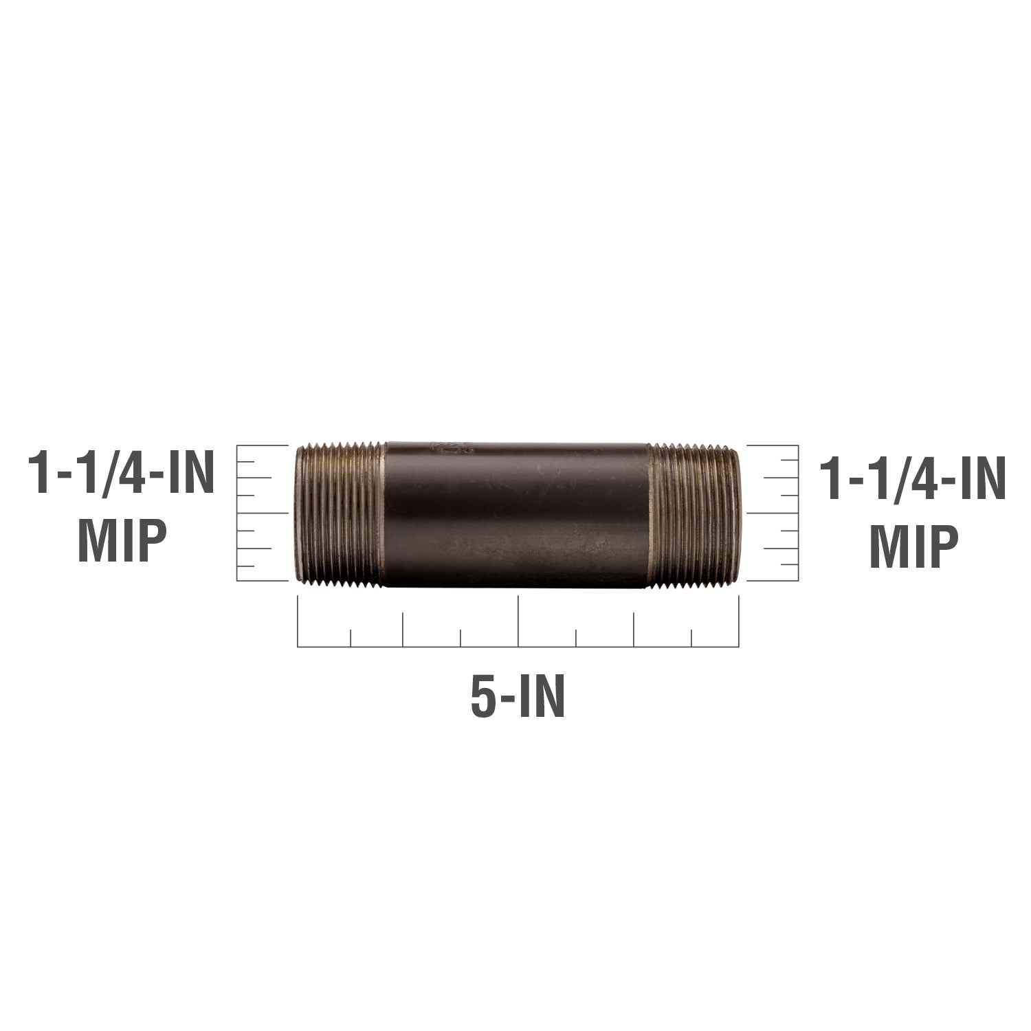 slide 3 of 6, RELIABILT 1-1/4-in x 5-in Black Nipple, 1 ct