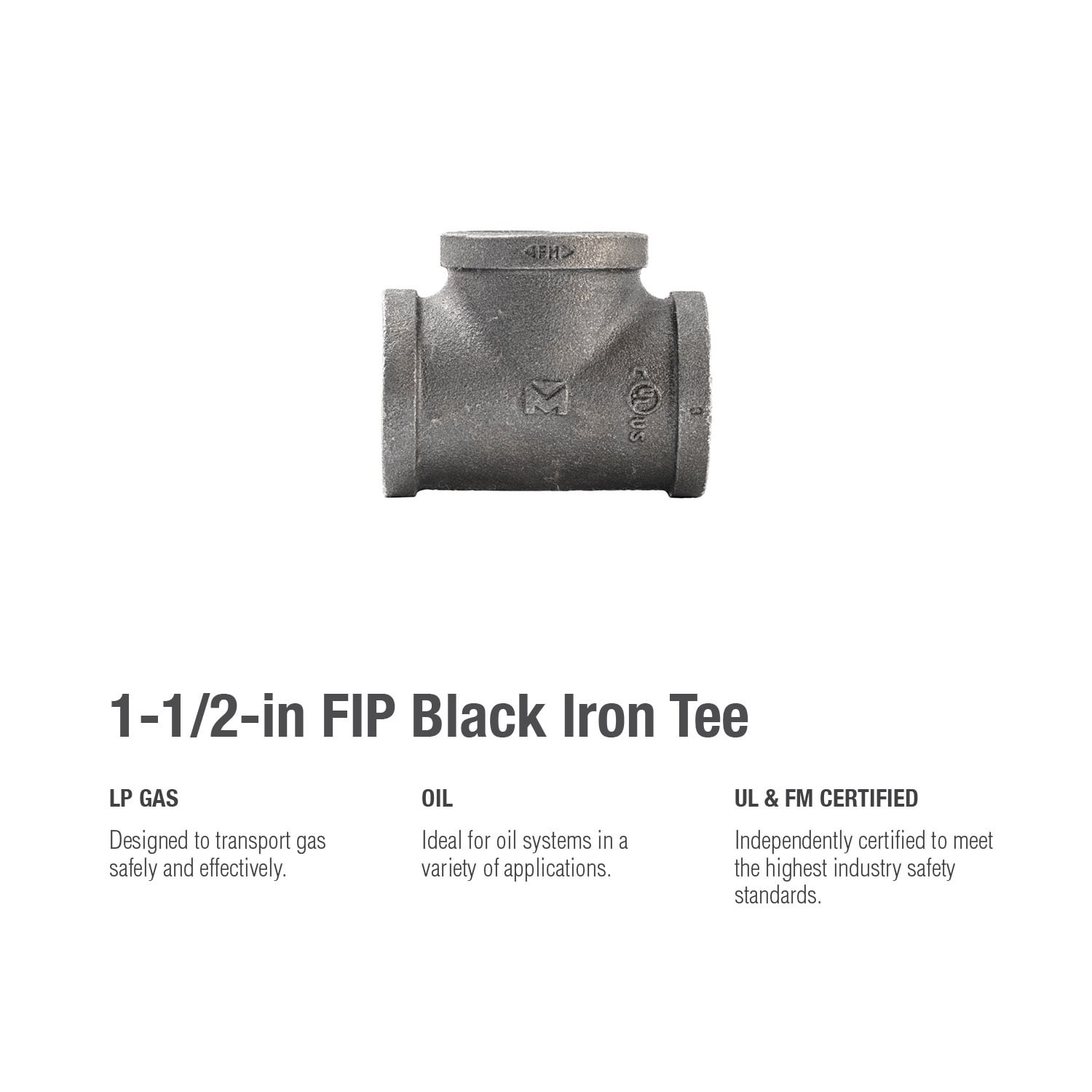 slide 5 of 5, RELIABILT 1-1/2-in Black Tee, 1 ct