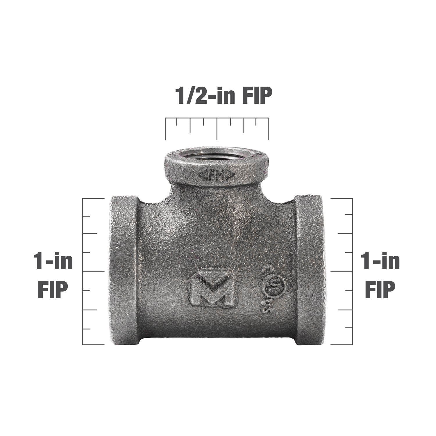 slide 4 of 5, RELIABILT 1-in x 1-in x 1/2-in Black Reducing Tee, 1 ct