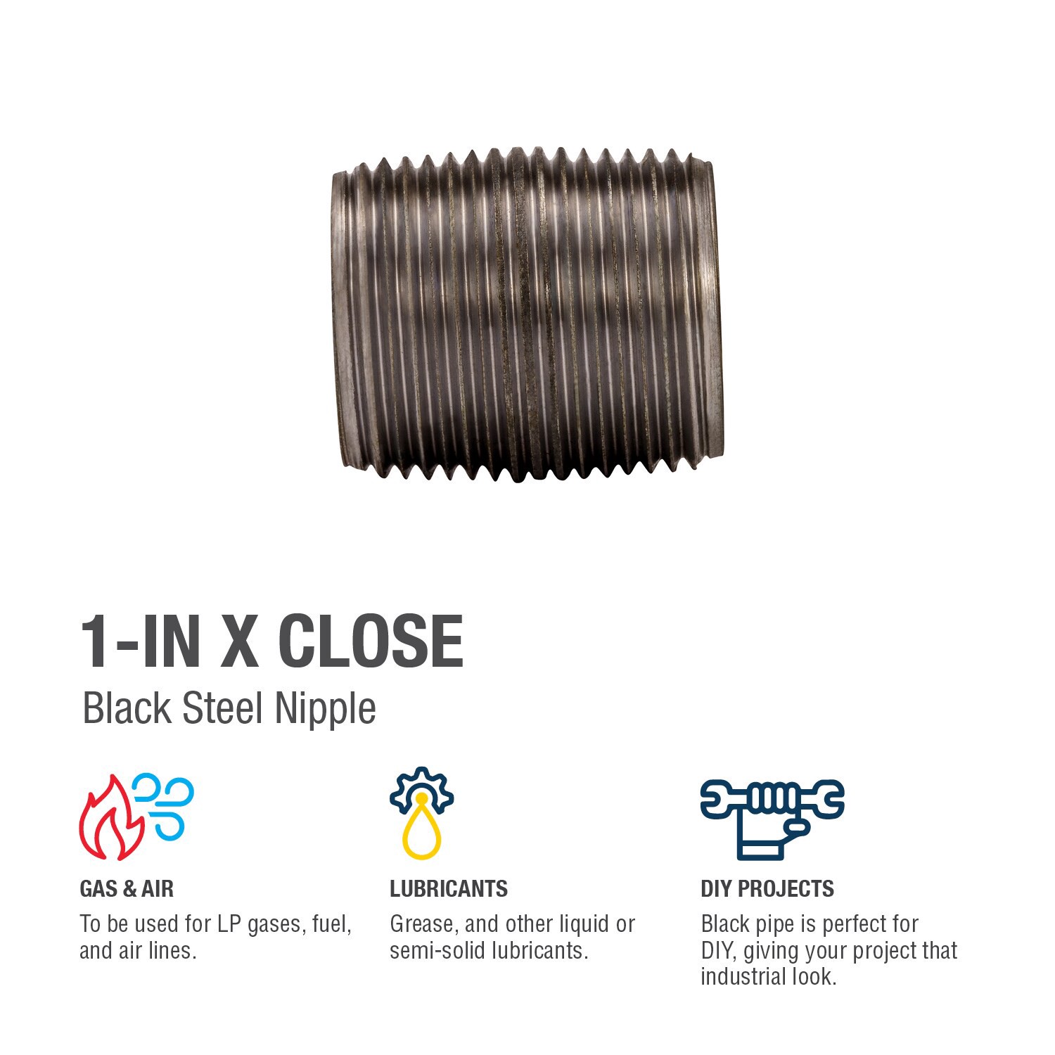 slide 4 of 6, RELIABILT 1-in x Close Black Nipple, 1 ct