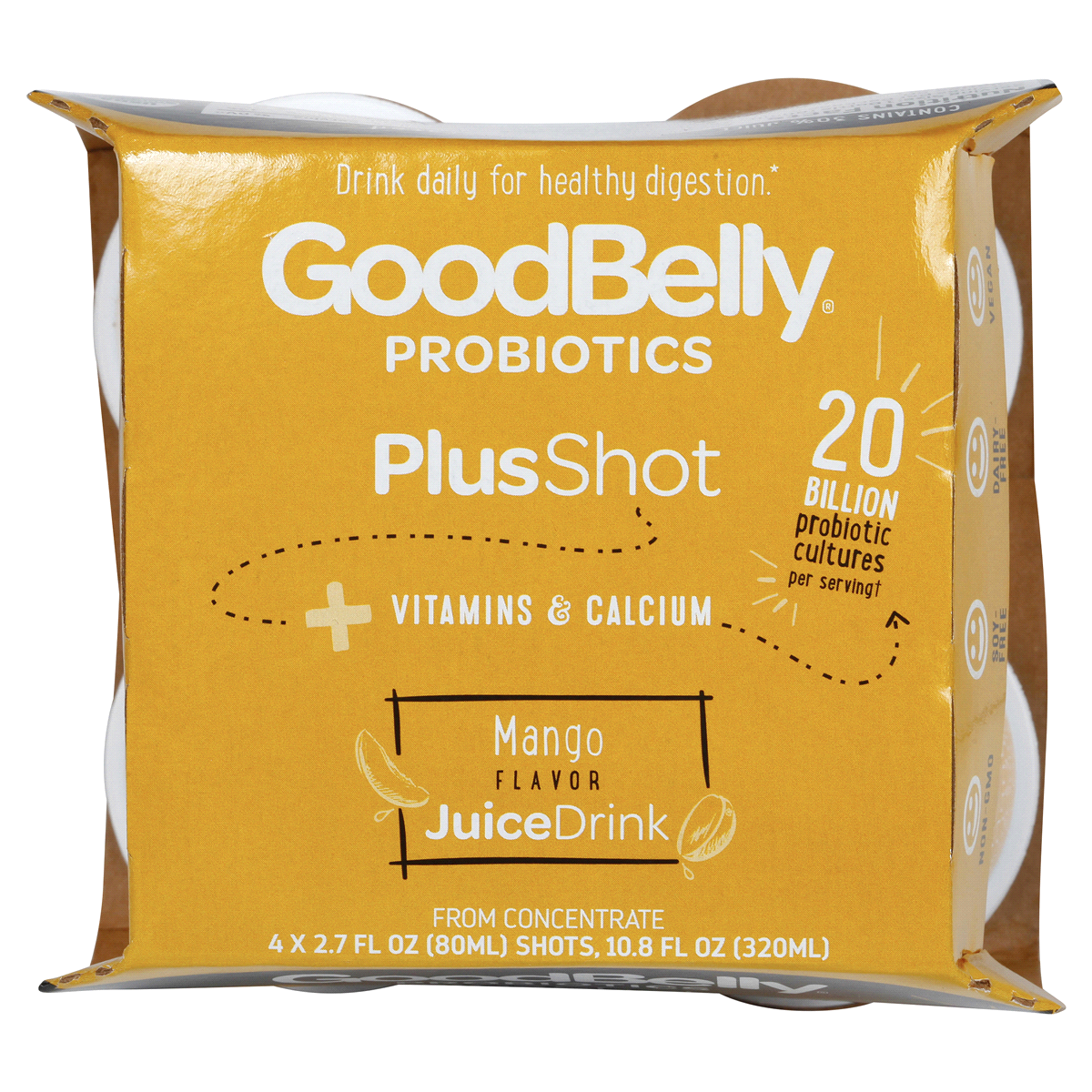 slide 3 of 8, GoodBelly Probiotics Mango Flavor Juice Drink 4 ea, 4 ct