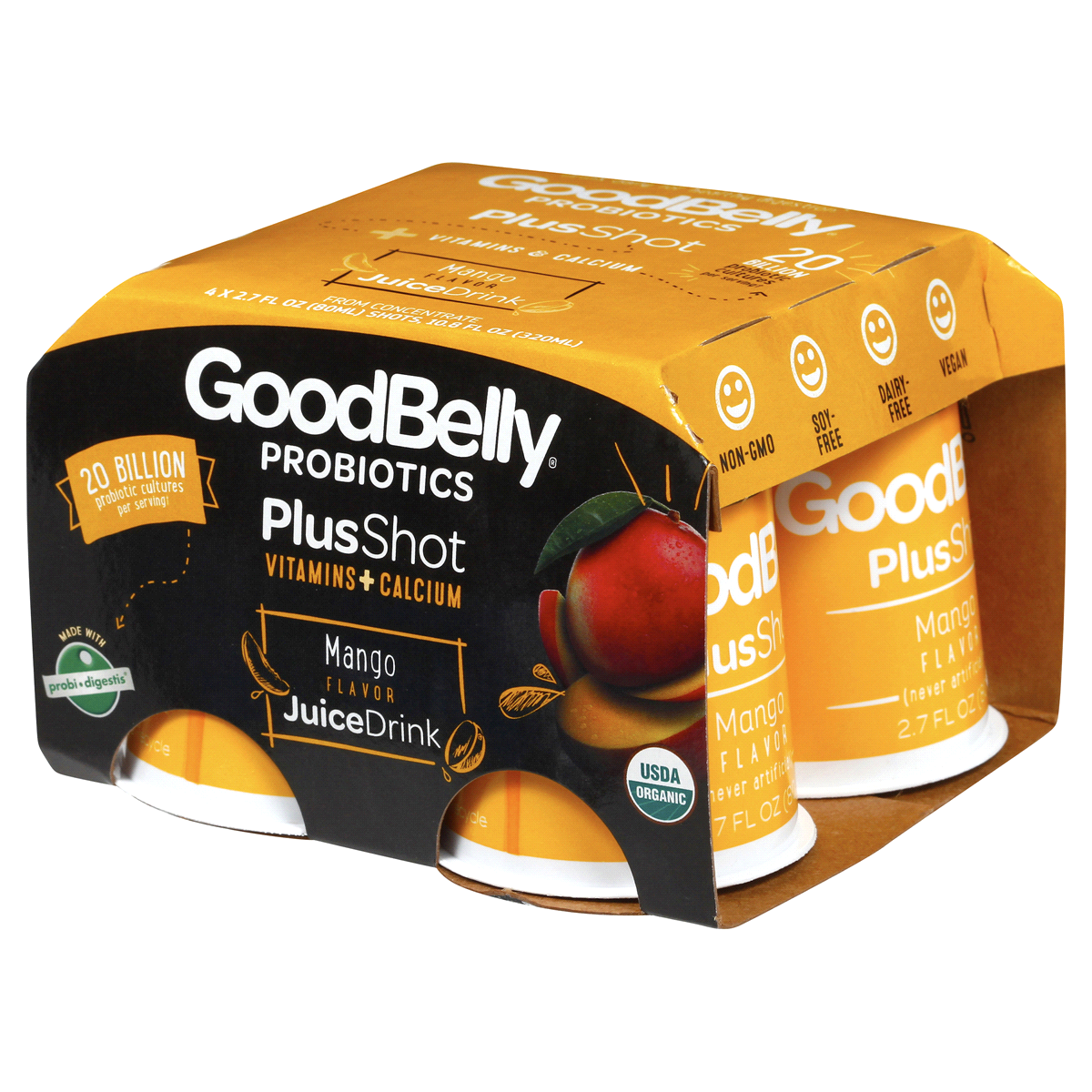 slide 5 of 8, GoodBelly Probiotics Mango Flavor Juice Drink 4 ea, 4 ct