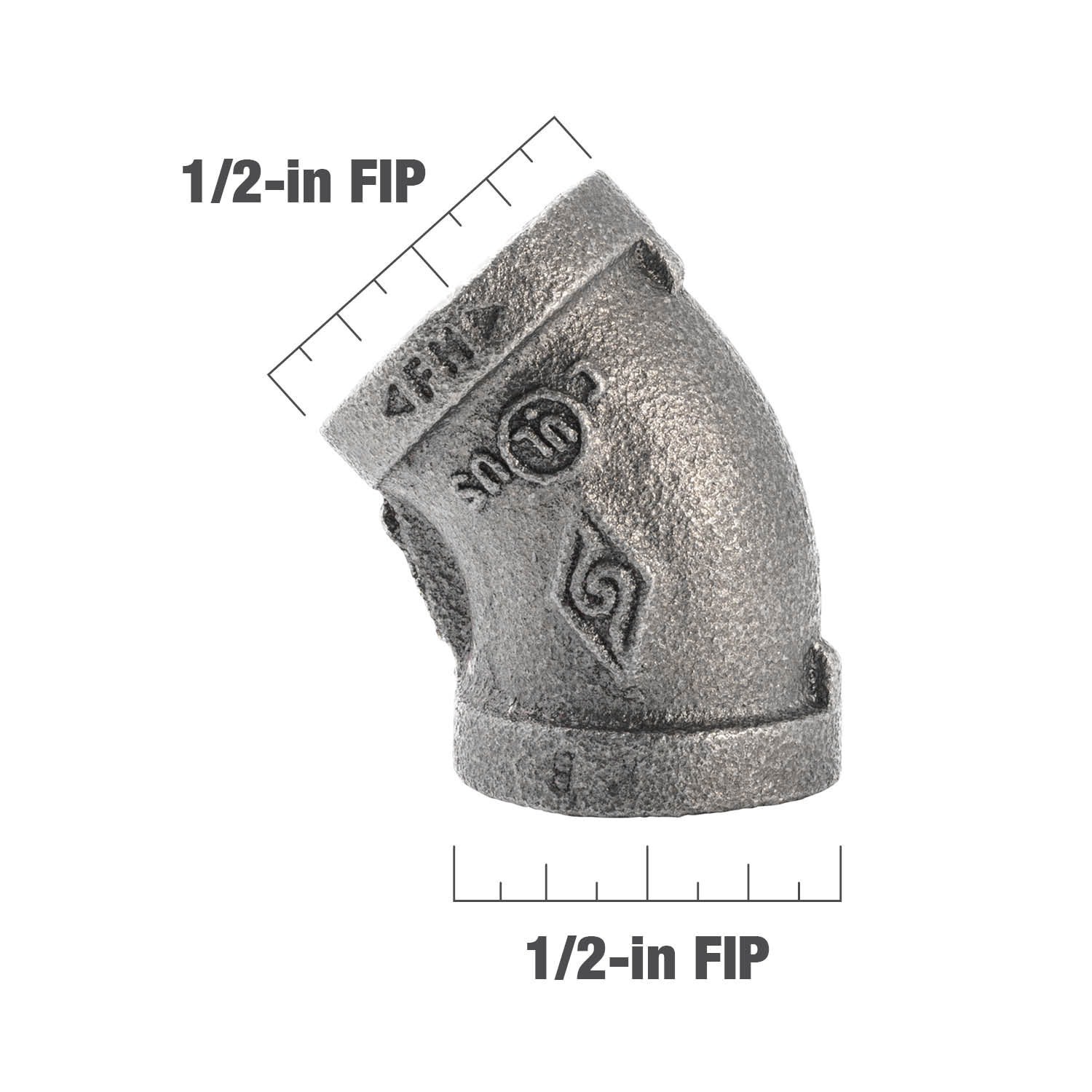slide 4 of 5, RELIABILT 1/2-in 45 Black Iron Elbow Fitting, 1 ct