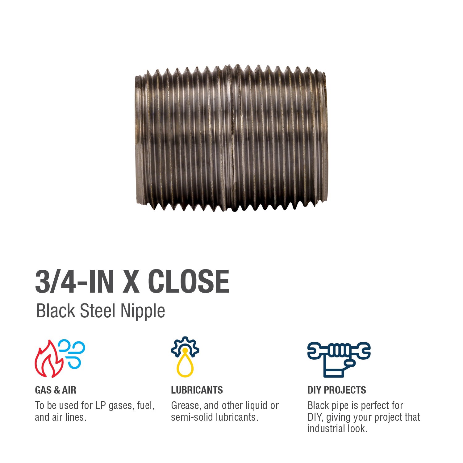 slide 4 of 6, RELIABILT 3/4-in x Close Black Nipple, 1 ct