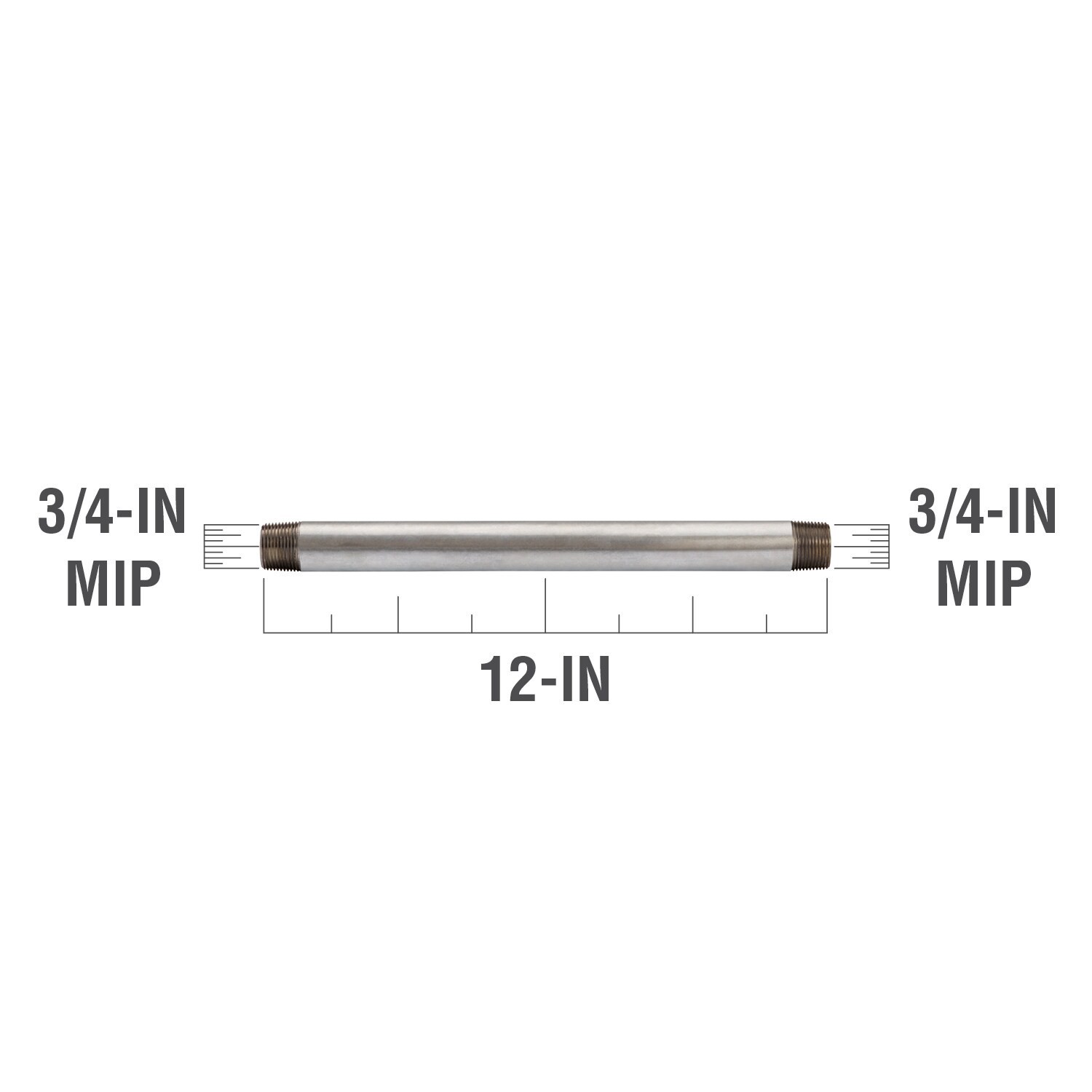 slide 3 of 6, RELIABILT 3/4-in x 12-in Galvanized Nipple, 1 ct