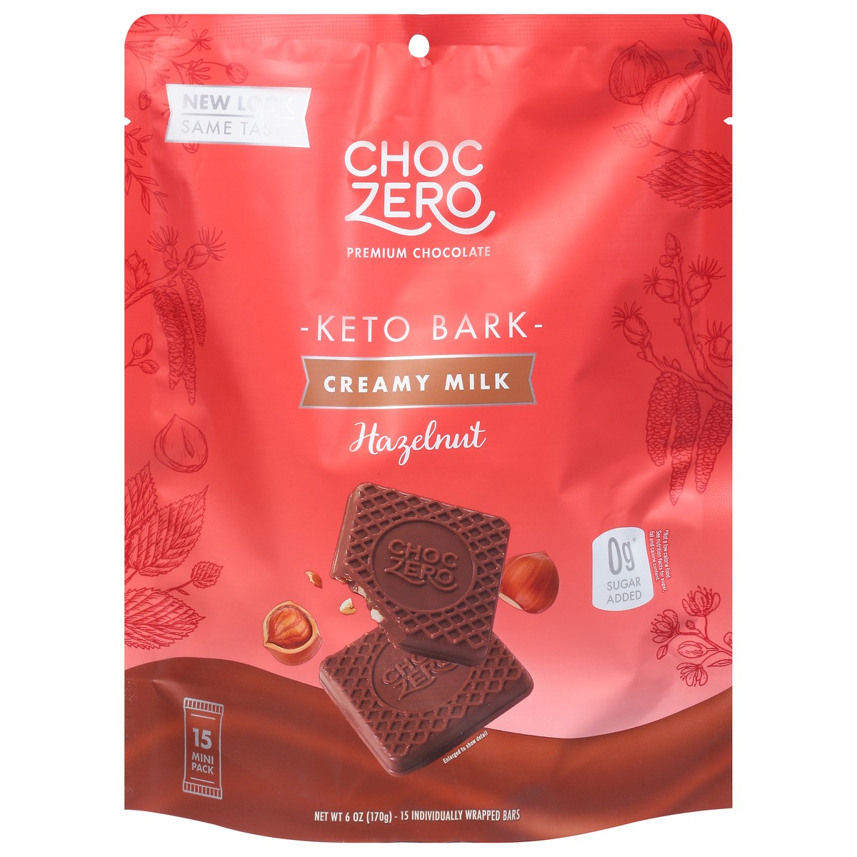 slide 1 of 9, ChocZero Creamy Milk Hazelnut Keto Bark 15 Mini Pack 15 ea, 15 ct