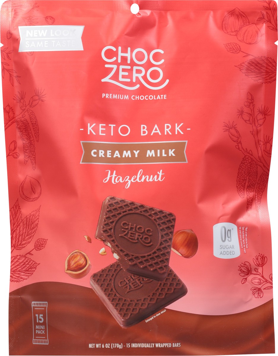 slide 6 of 9, ChocZero Creamy Milk Hazelnut Keto Bark 15 Mini Pack 15 ea, 15 ct