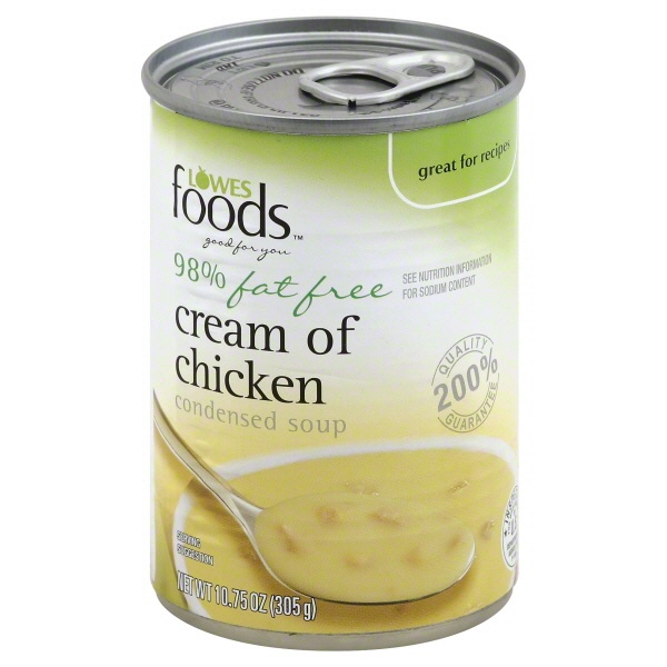 slide 1 of 1, Lowes Foods Condensed Soup Cream Of Chicken 98% Fat Free, 10.75 oz