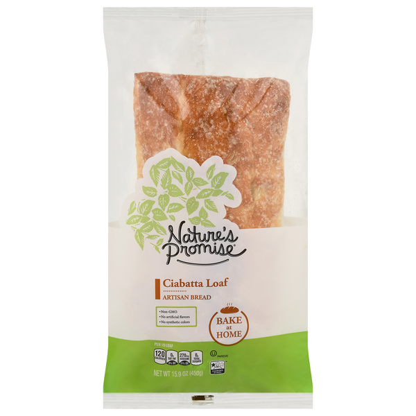 slide 1 of 1, Nature's Promise Bake at Home Ciabatta Loaf Artisan Bread, 15.9 oz