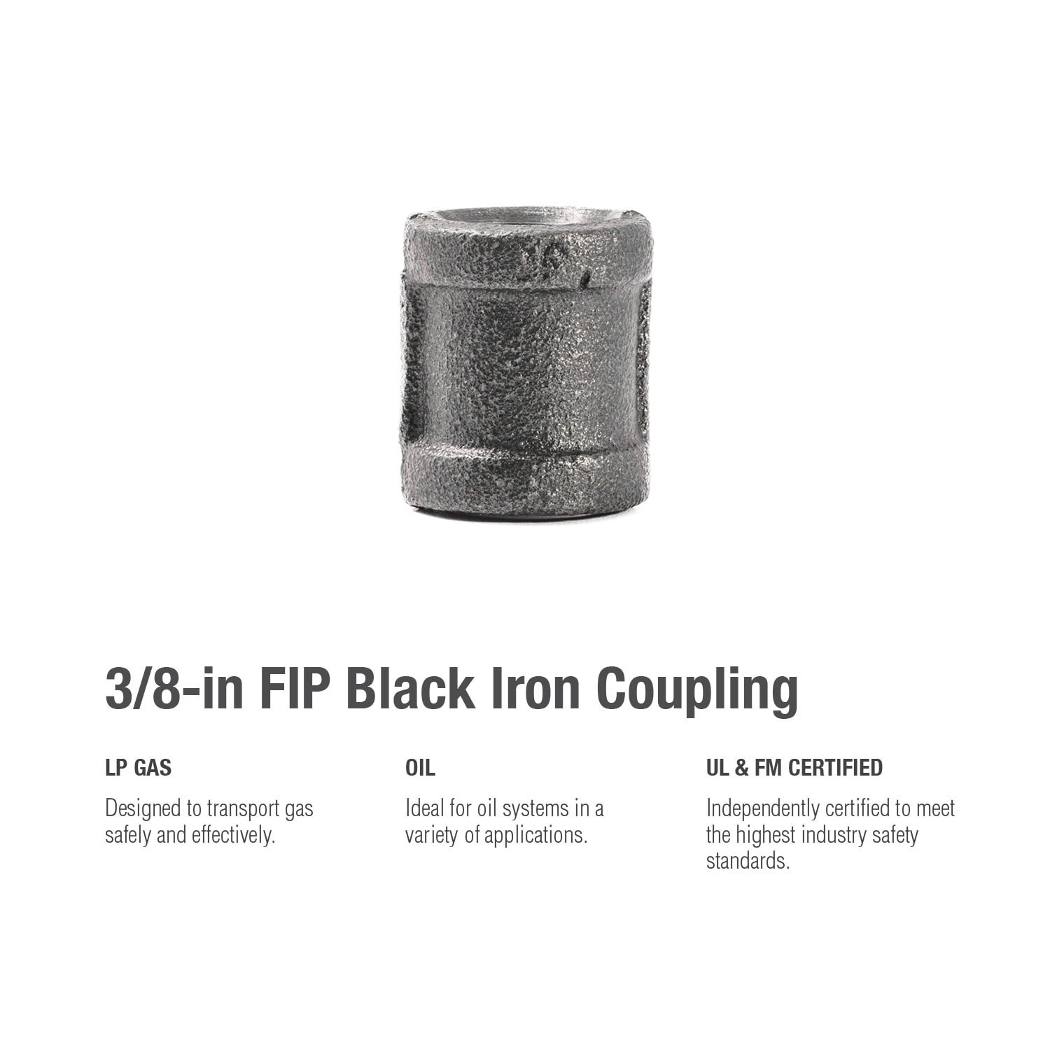 slide 5 of 5, RELIABILT 3/8-in Black Iron Coupling Fitting, 1 ct