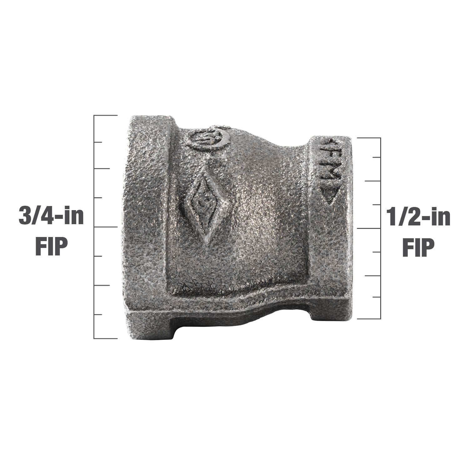 slide 4 of 5, RELIABILT 3/4-in x 1/2-in Black Iron Coupling Fitting, 1 ct