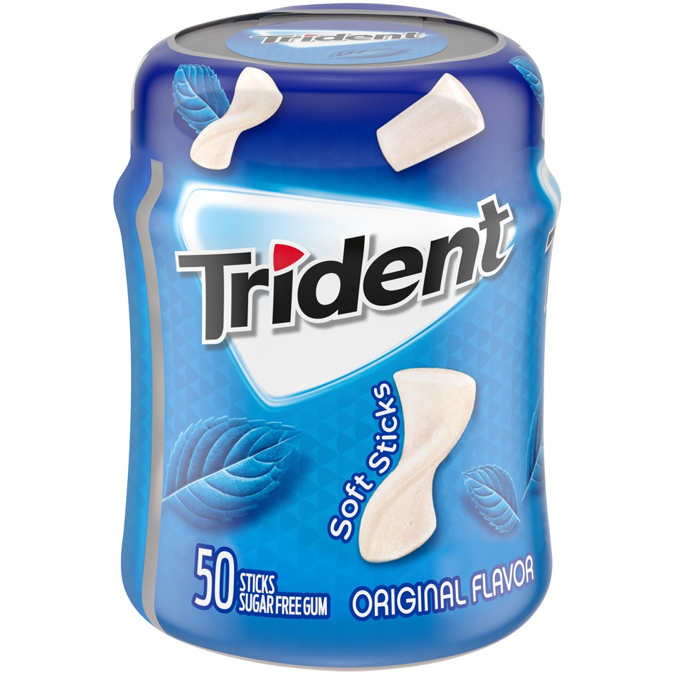 slide 7 of 9, Trident Unwrapped Original Flavor Sugar Free Gum, 50 Piece Bottle, 0.20 lb