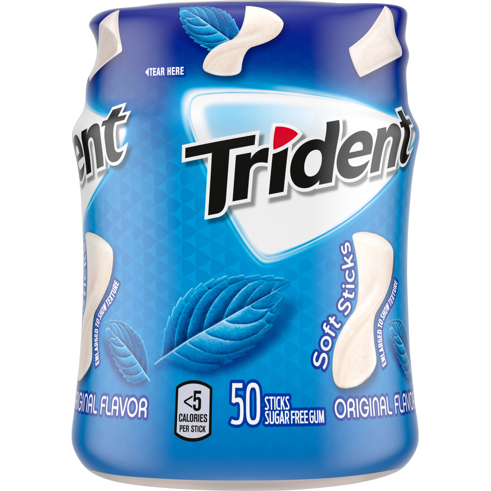 slide 3 of 9, Trident Unwrapped Original Flavor Sugar Free Gum, 50 Piece Bottle, 0.20 lb