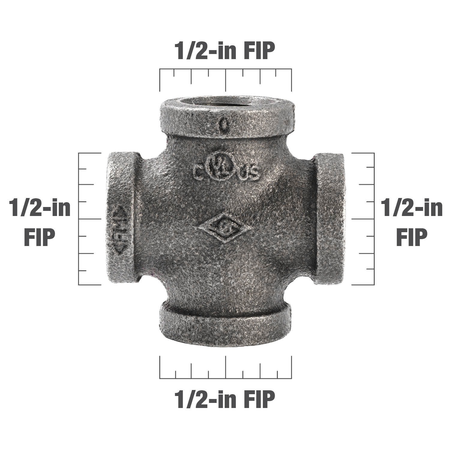 slide 5 of 6, RELIABILT 1/2-in Black Cross Tee, 1 ct