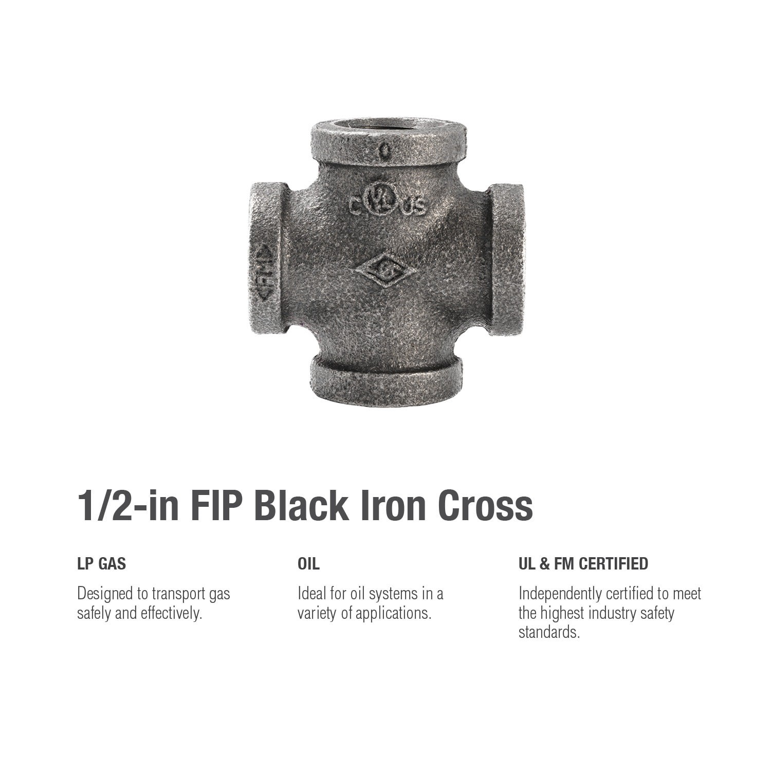 slide 6 of 6, RELIABILT 1/2-in Black Cross Tee, 1 ct