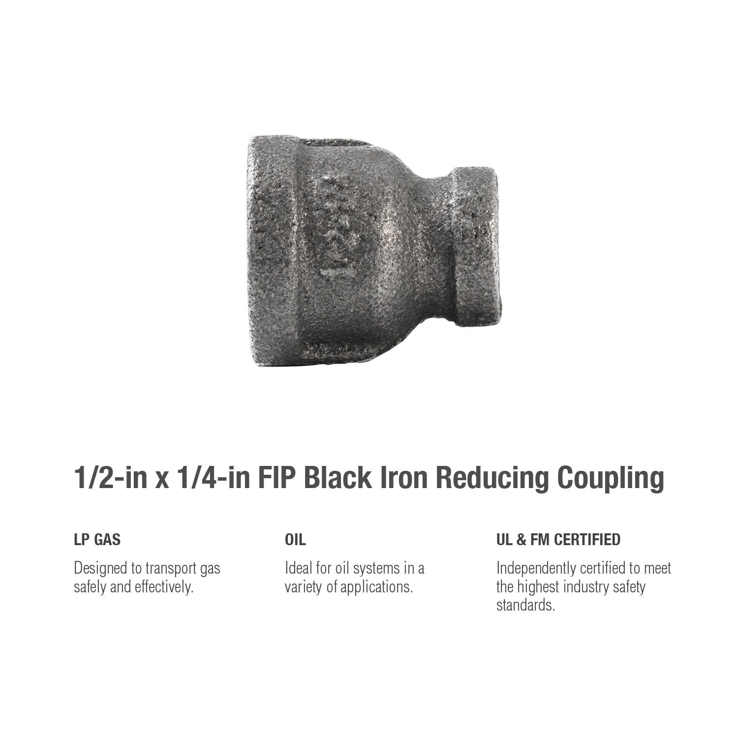 slide 5 of 5, RELIABILT 1/2-in x 1/4-in Black Iron Coupling Fitting, 1 ct