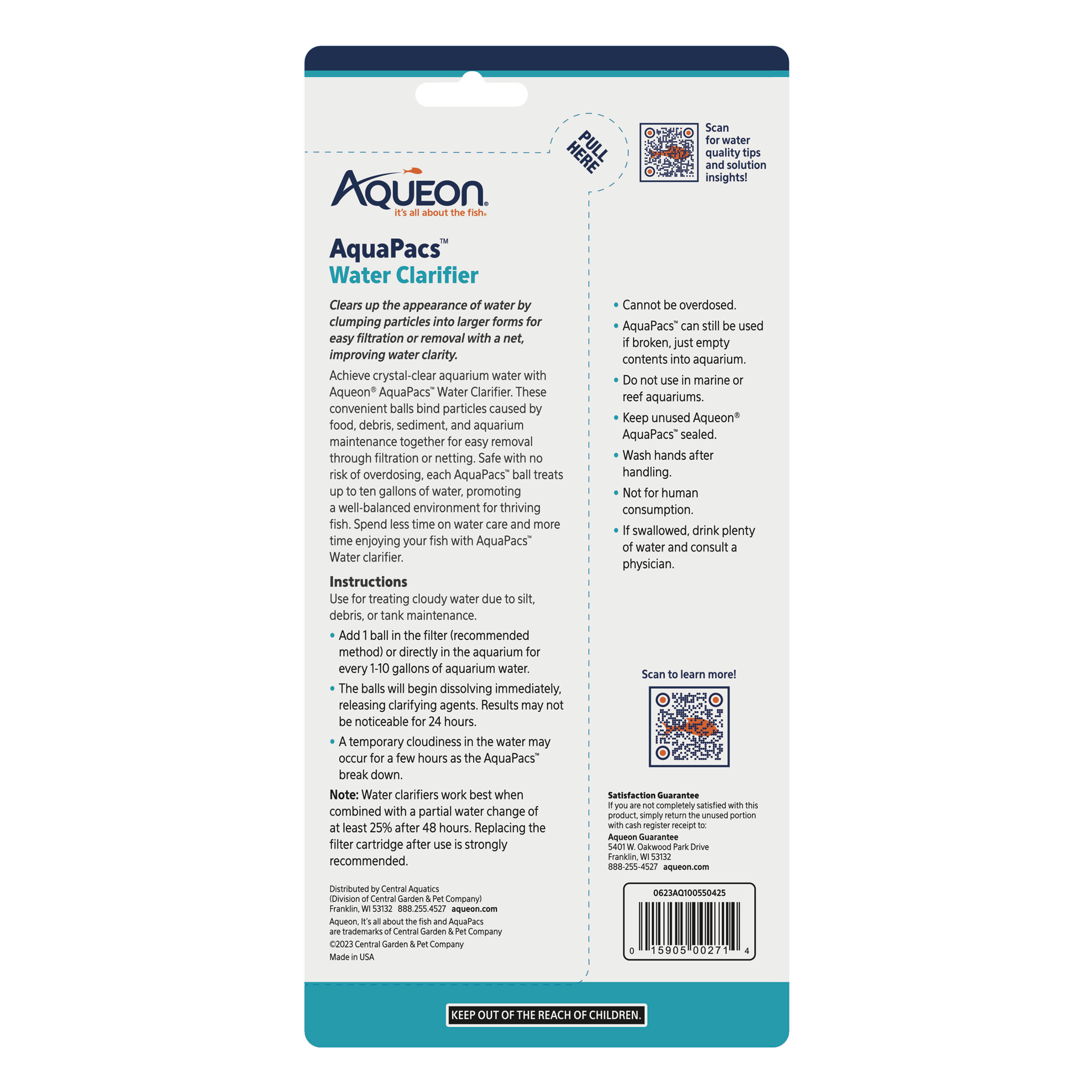 slide 6 of 10, Aqueon AquaPacs Water Clarifier 12 Pack, 10 Gallon, 1 ct