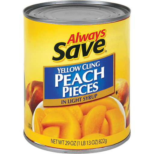 slide 1 of 1, Always Save Yellow Cling Peach Pieces In Light Syrup, 29 oz