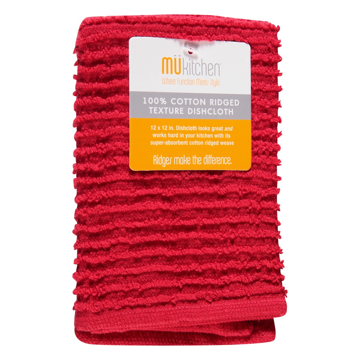 slide 3 of 9, MÜkitchen Ruby 100% Cotton Ridged Texture Dishcloth 1 ea, 1 ct