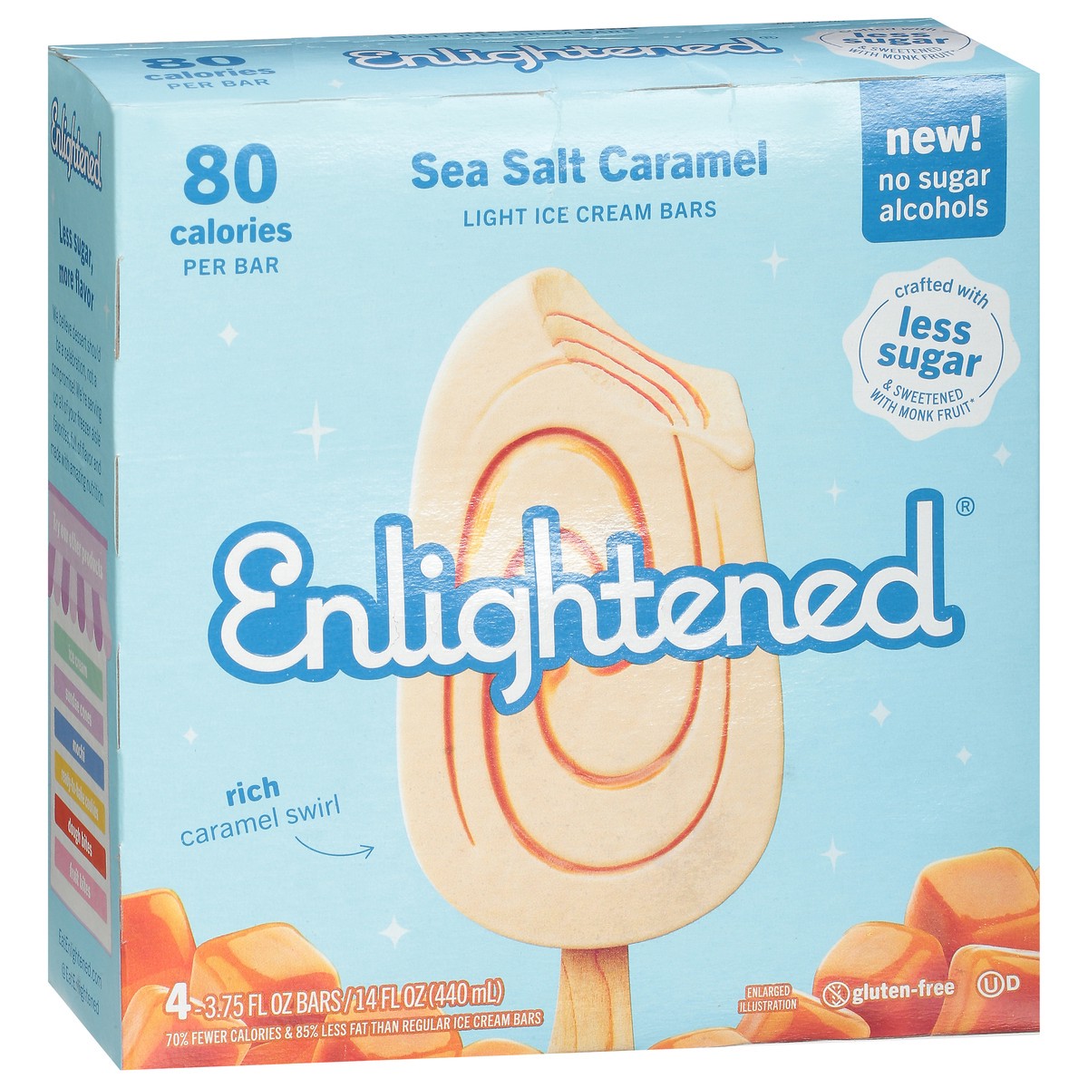 slide 3 of 9, Enlightened Light Sea Salt Caramel Ice Cream Bars 4 - 3.5 fl oz, 4 ct