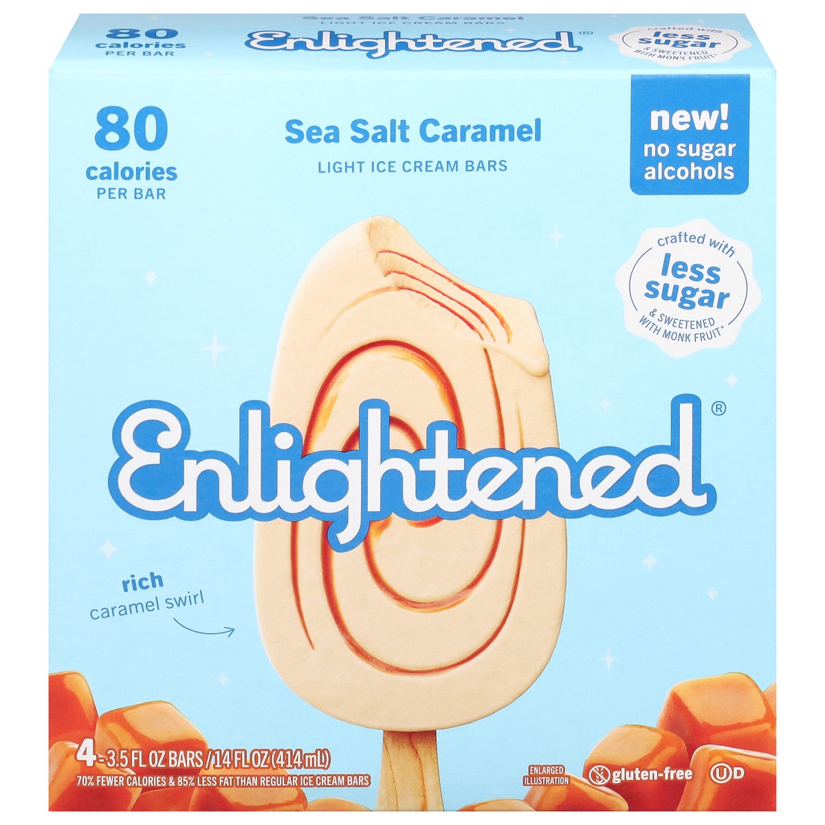 slide 1 of 9, Enlightened Light Sea Salt Caramel Ice Cream Bars 4 - 3.5 fl oz, 4 ct