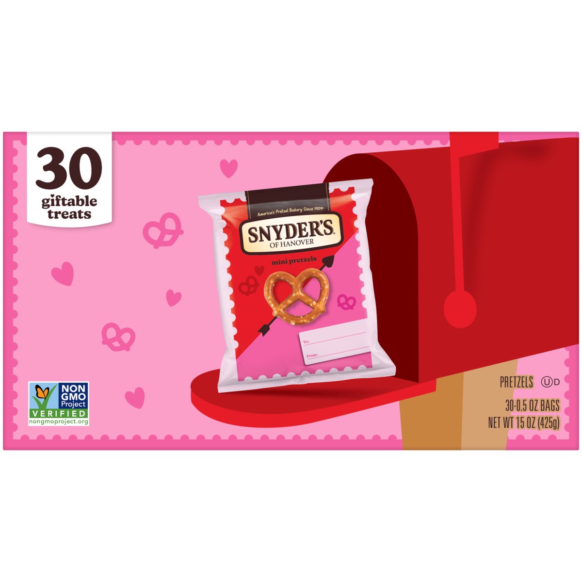 slide 8 of 11, "snyder Val Mini Prtzls 30ct", 15 inoz in