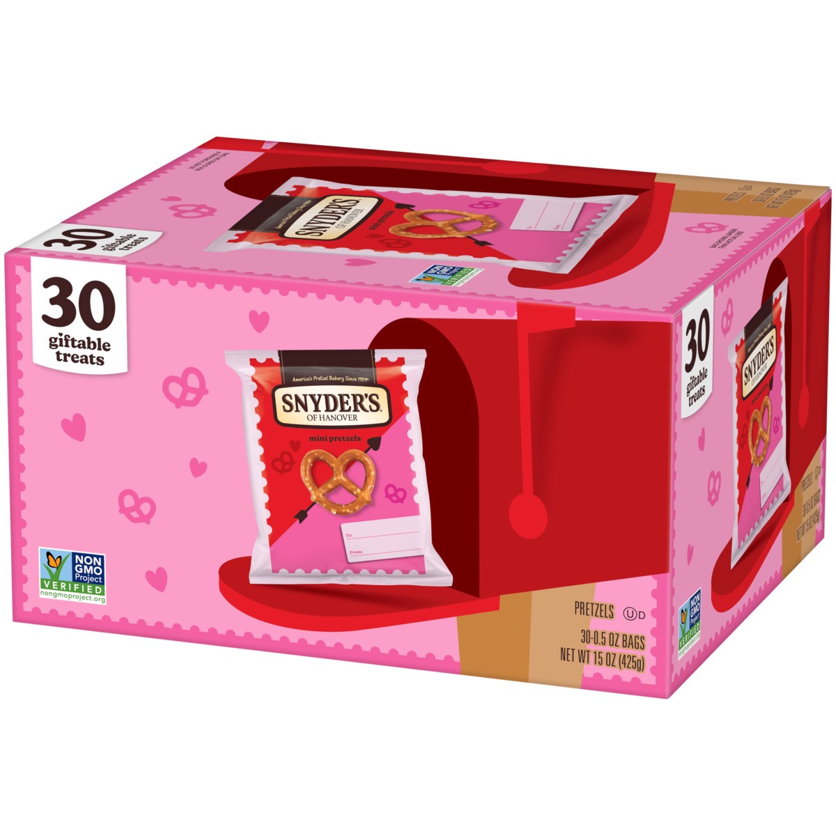 slide 2 of 11, "snyder Val Mini Prtzls 30ct", 15 inoz in