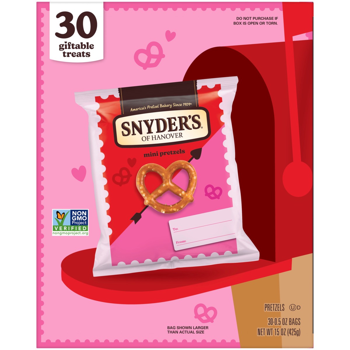 slide 5 of 11, "snyder Val Mini Prtzls 30ct", 15 inoz in