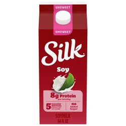 Silk Unsweetened Zero Added Sugar Soymilk 64 fl oz