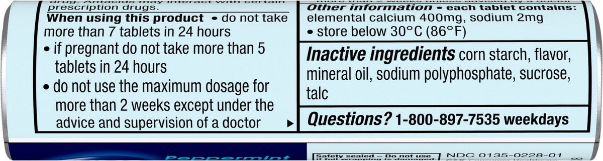 slide 6 of 9, TUMS Chewable Antacid Tablets for Ultra Strength Heartburn Relief, Peppermint - 12 Count Rolls, 12 ct