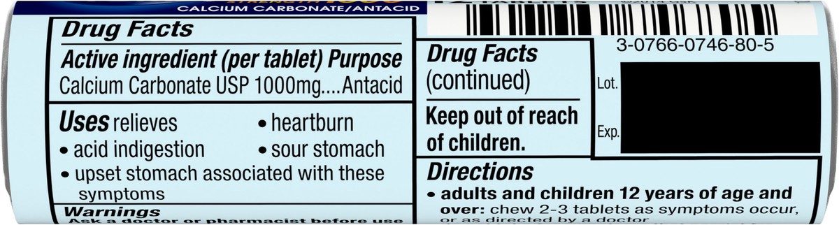 slide 3 of 9, TUMS Chewable Antacid Tablets for Ultra Strength Heartburn Relief, Peppermint - 12 Count Rolls, 12 ct