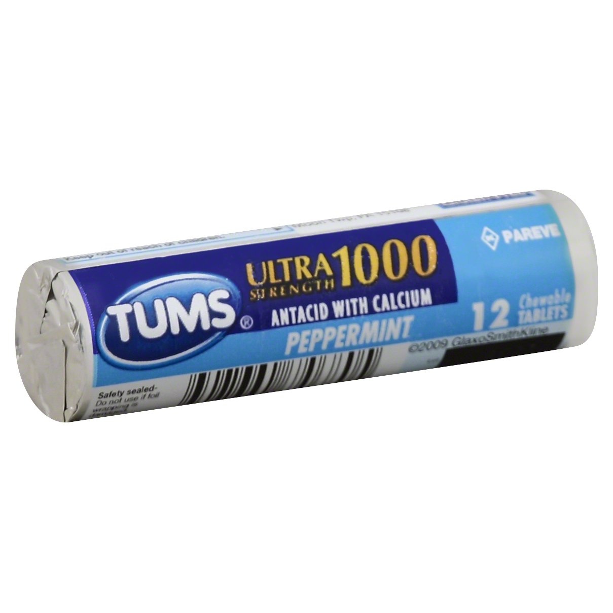 slide 1 of 1, TUMS Chewable Antacid Tablets for Ultra Strength Heartburn Relief, Peppermint - 12 Count Rolls, 12 ct