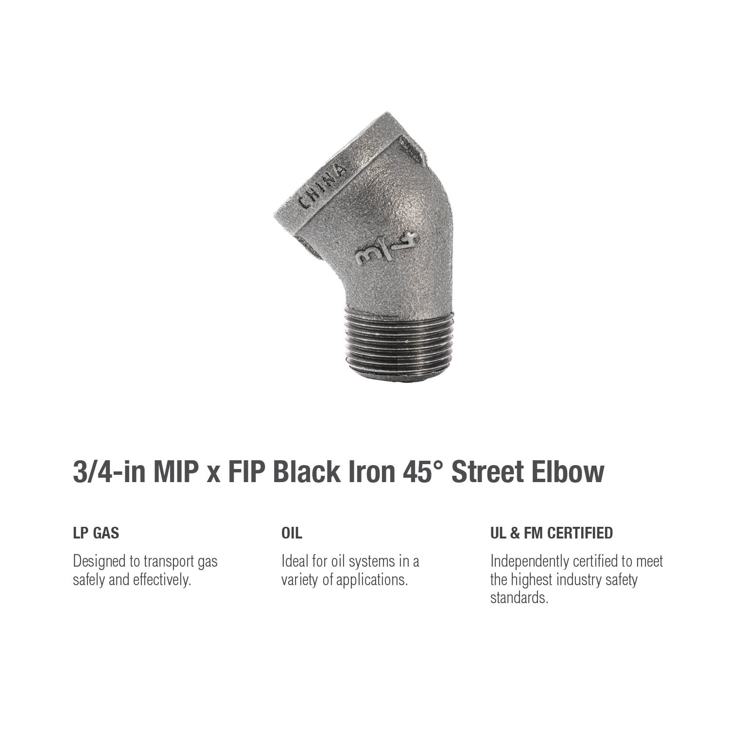 slide 5 of 5, RELIABILT 3/4-in 45-Degree Black Street Elbow, 1 ct
