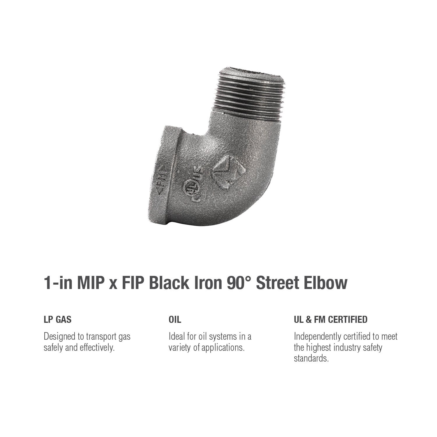 slide 5 of 6, RELIABILT 1-in 90 Black Iron Street Elbow Fitting, 1 ct