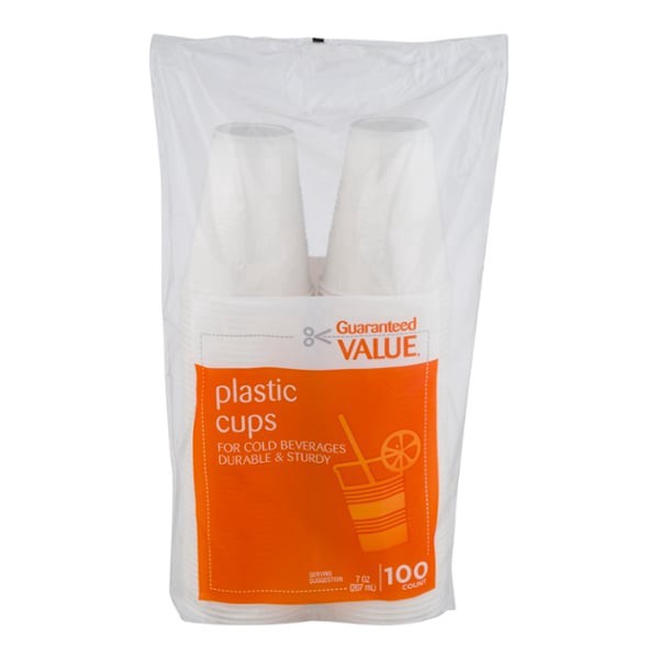 slide 1 of 1, Guaranteed Value Plastic Cups 7 oz, 100 ct