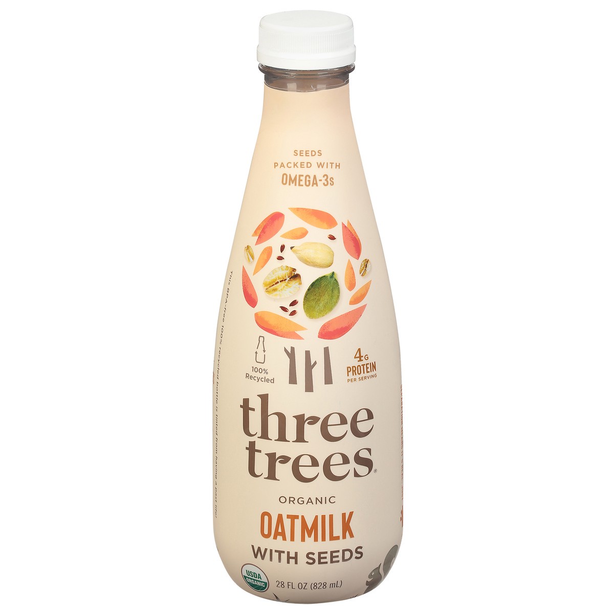 slide 1 of 9, Three Trees Organic Oatmilk with Seeds 28 fl oz, 1 ct