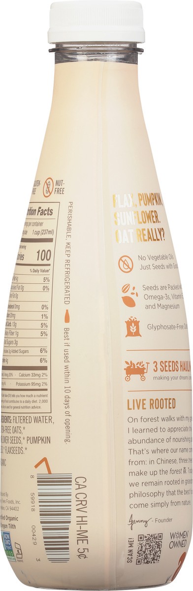 slide 5 of 9, Three Trees Organic Oatmilk with Seeds 28 fl oz, 1 ct