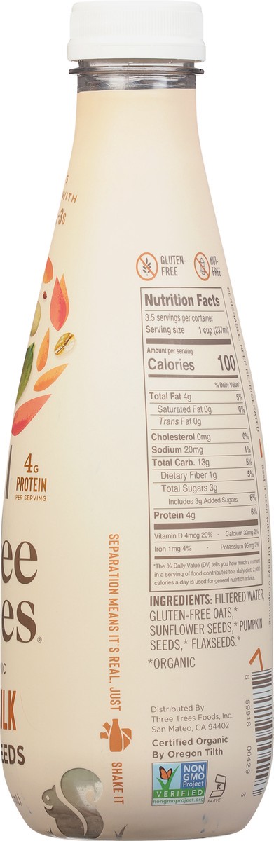 slide 4 of 9, Three Trees Organic Oatmilk with Seeds 28 fl oz, 1 ct