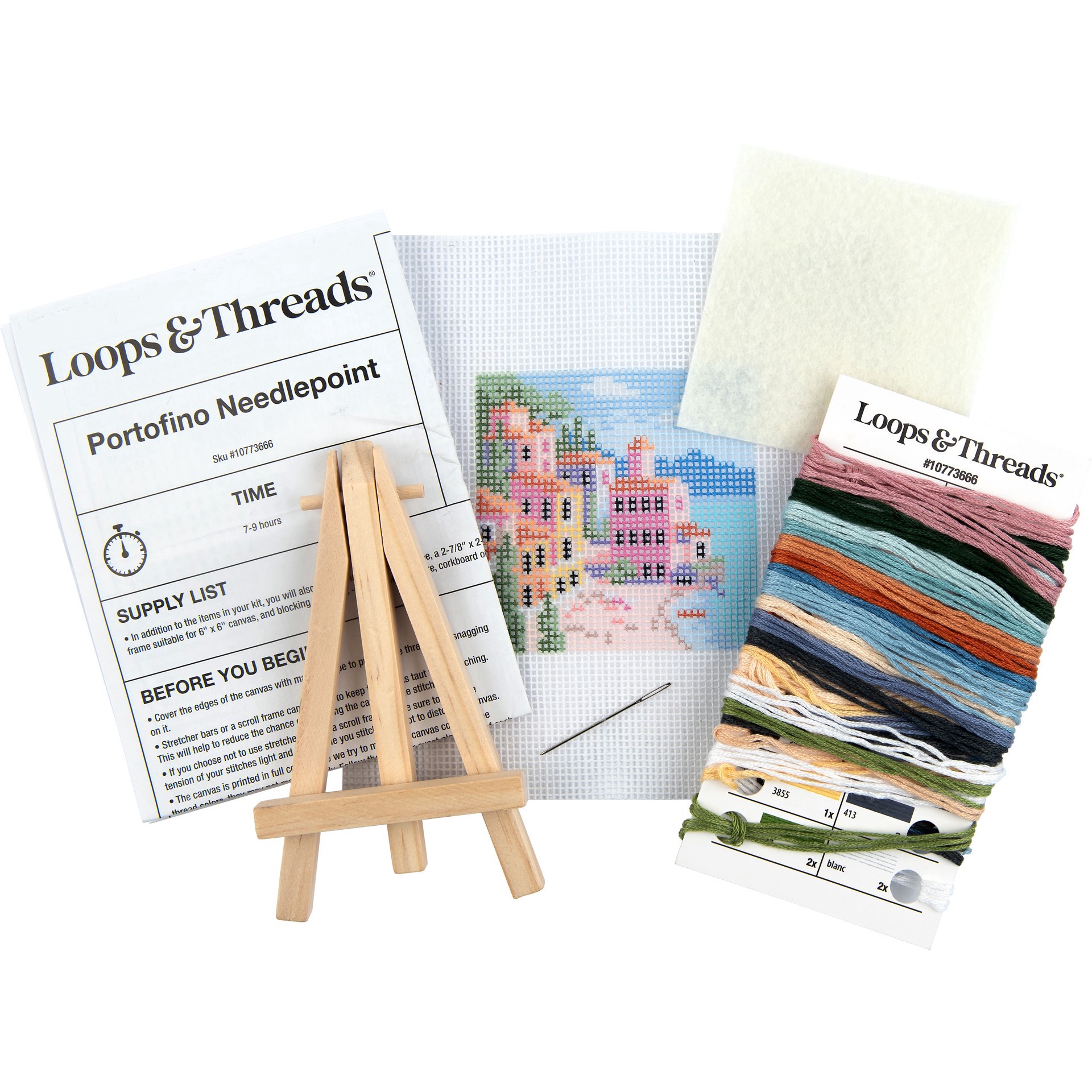 slide 4 of 4, 3" X 3" Portofino Needlepoint Kit With Easel By Loops & Threads, 3 in x 3 in