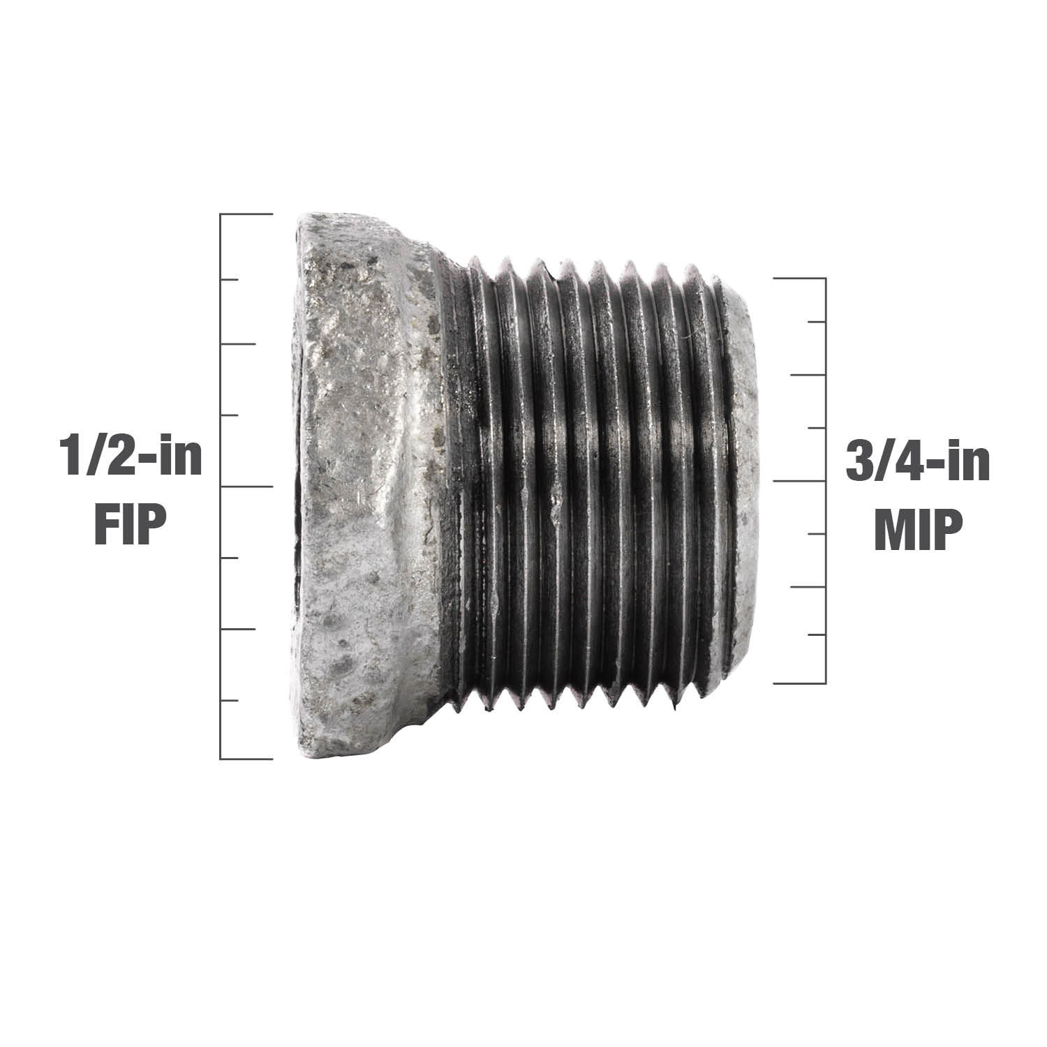 slide 4 of 6, RELIABILT 3/4-in x 1/2-in Galvanized Hex Bushing, 1 ct